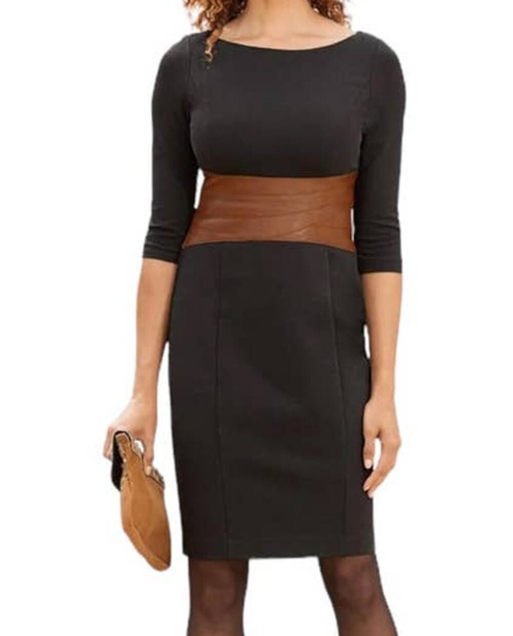 Focus by Shani dress knit leather waist gray size 14
